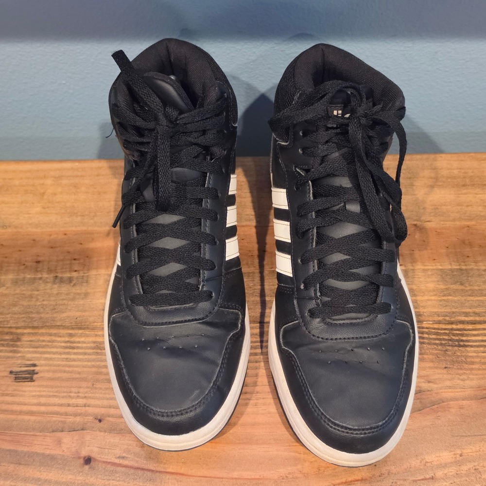 Adidas Mens Hoops 2.0 Mid Basketball Shoes Black White B44621 Size 8.5 - Picture 2 of 10